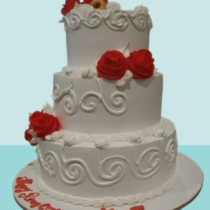 Classic Red Rose Wedding Cake
