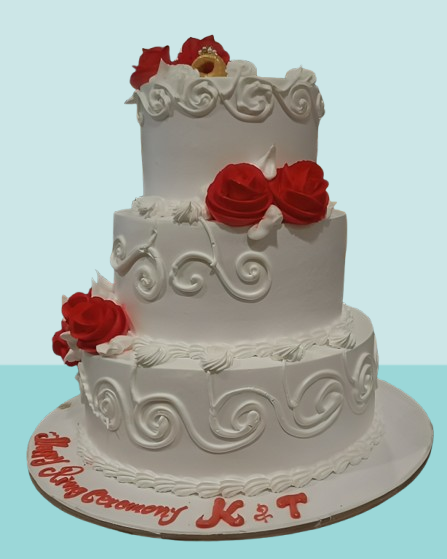Classic Red Rose Wedding Cake