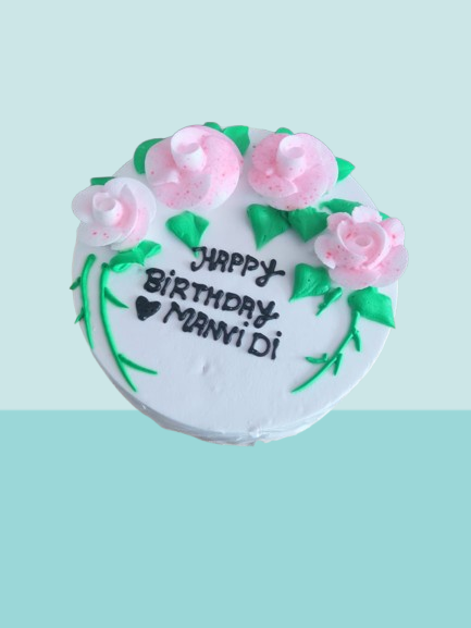 Floral Birthday Cream Cake