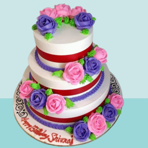 Floral Ribbon Celebration Cake