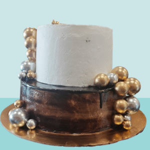 Golden Luxe Dual-Tier Celebration Cake