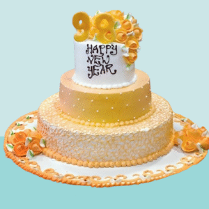 Golden New Year Celebration Cake