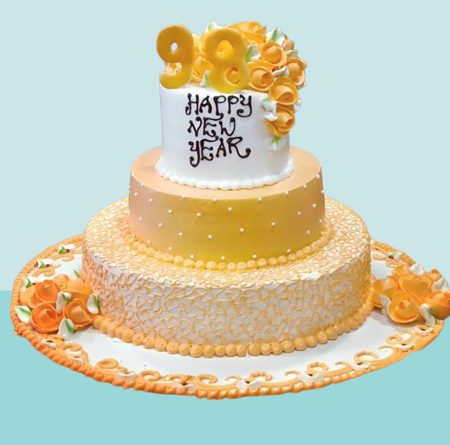Golden New Year Celebration Cake