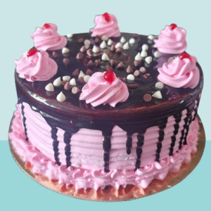 Pink Chocolate Chip Drip Cake