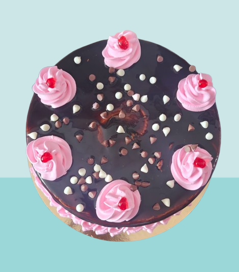 Pink Chocolate Chip Drip Cake - Image 2