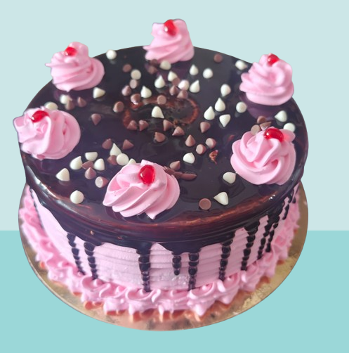 Pink Chocolate Chip Drip Cake - Image 3