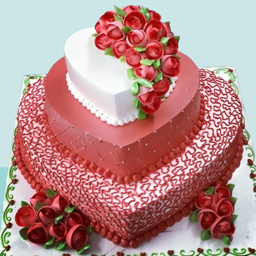 Romantic Heart Floral Designer Cake