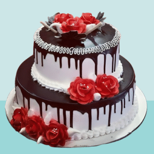 Romantic Red Rose Chocolate Drip Cake