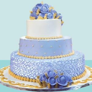 Royal Blue Floral Luxury Cake