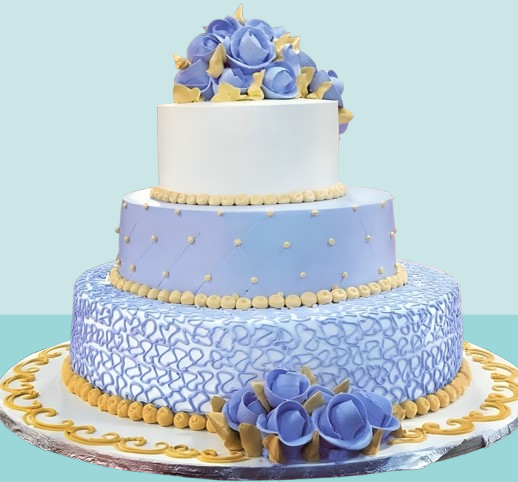 Royal Blue Floral Luxury Cake