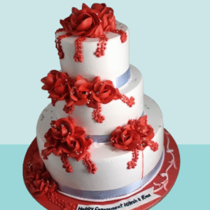 Royal Engagement Red Floral Cake 