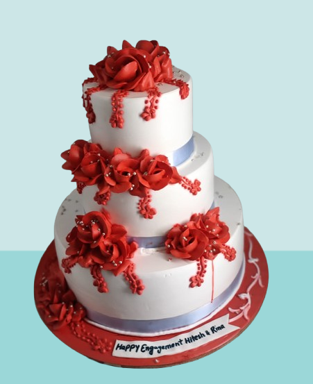 Royal Engagement Red Floral Cake