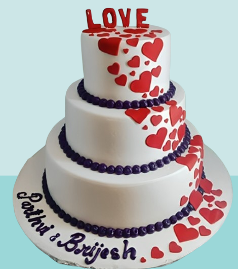 Three-Tier Love Theme Designer Cake